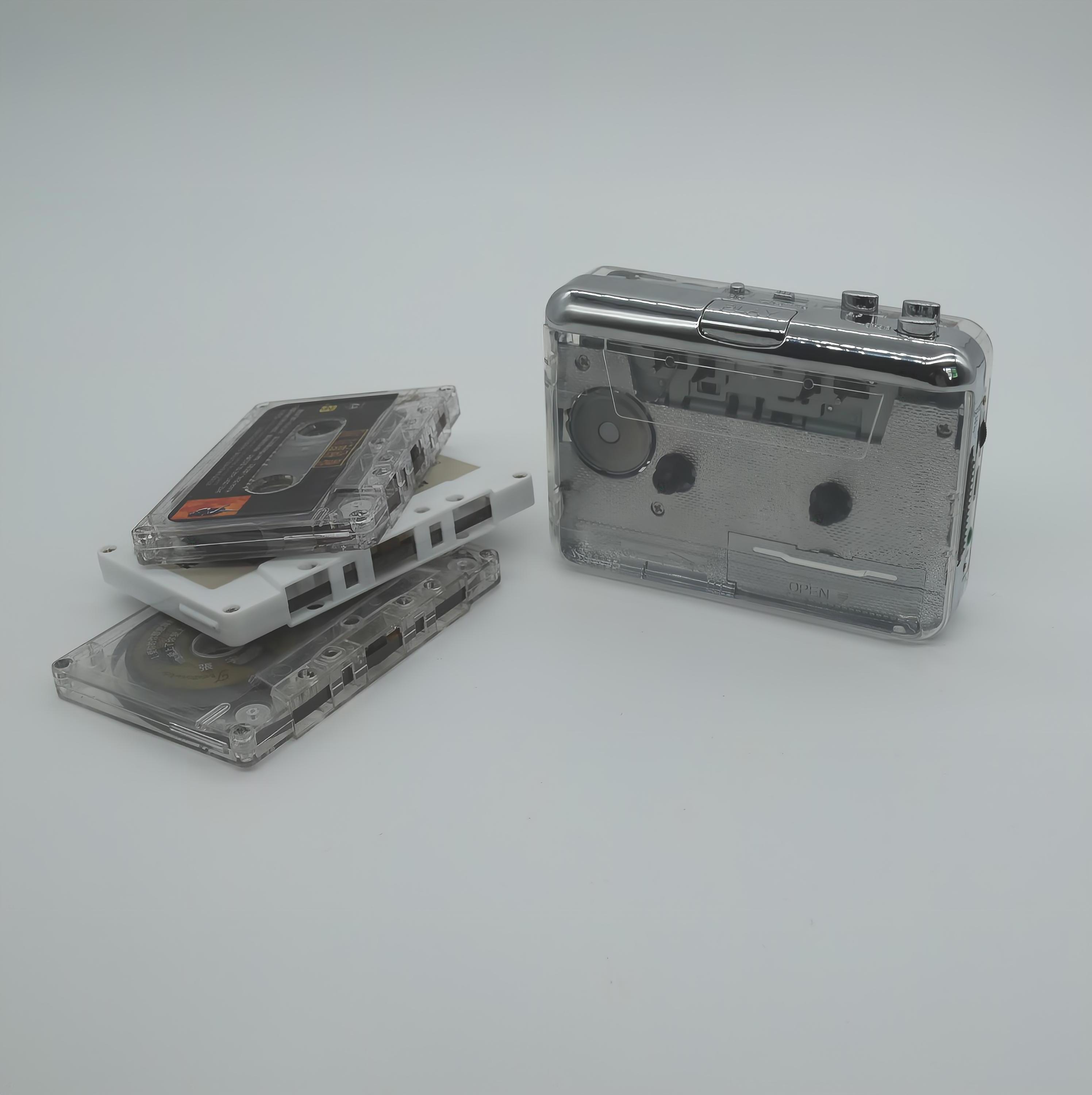 Newly Designed Transparent Cassette Player Portable Tape Player Captures MP3 Audio Music via type-c