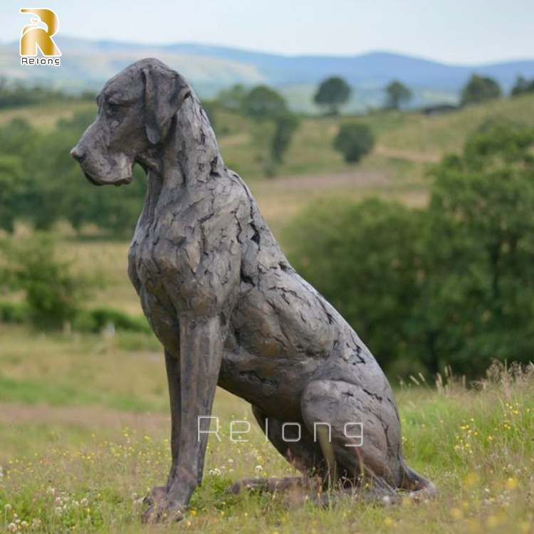 Life Size Outdoor Bronze Great Dane Dog Statue Sculpture for Garden