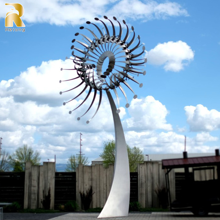 Outdoor Garden Decor Modern Stainless Steel Kinetic Energy Wind Sculpture Statue