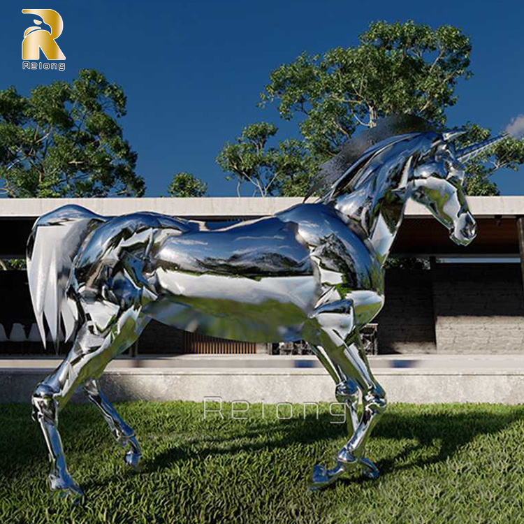 Factory Price Hot Sale Outdoor Garden Large Stainless Steel Unicorn Sculpture Statue