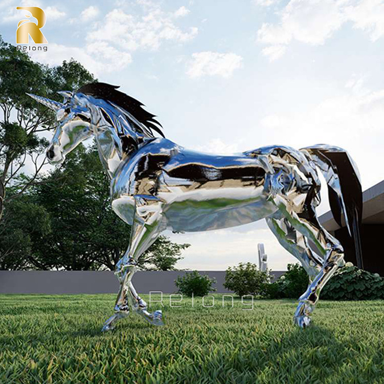 Factory Price Hot Sale Outdoor Garden Large Stainless Steel Unicorn Sculpture Statue