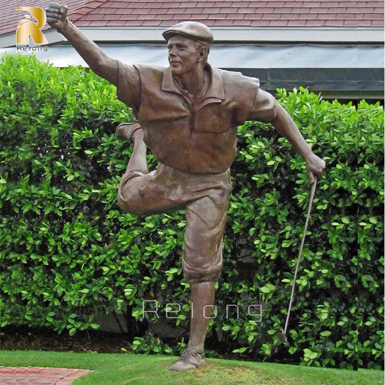 Outdoor Metal Ornaments Hot Sale Sport Bronze Statue Life Size Sculpture Golf Statue