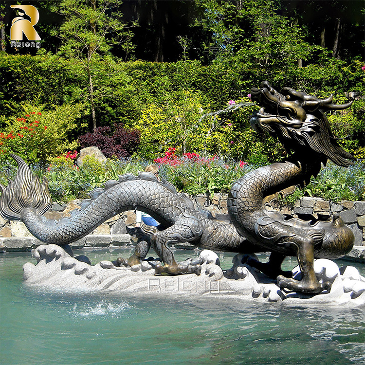 Outdoor Garden Decoration Antique Large Metal Animal Fountain Bronze Chinese Dragon Statue