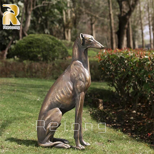 New Design Outdoor Garden Decor Bronze Life Size Greyhound Dog Statue Sculpture for sale