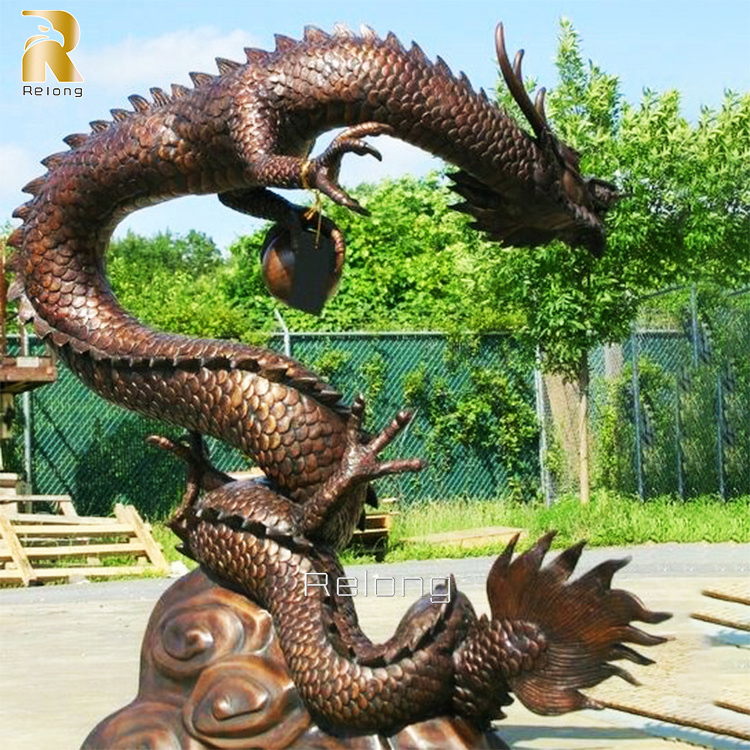 Outdoor Garden Decoration Antique Large Metal Animal Fountain Bronze Chinese Dragon Statue