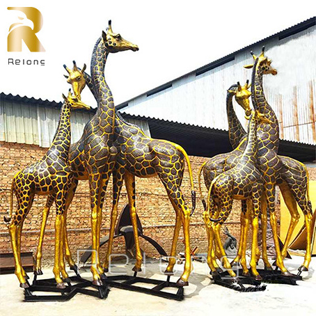 Large Outdoor Garden Decor Life Size Cast Animal Bronze Giraffe Sculpture Statues For Sale