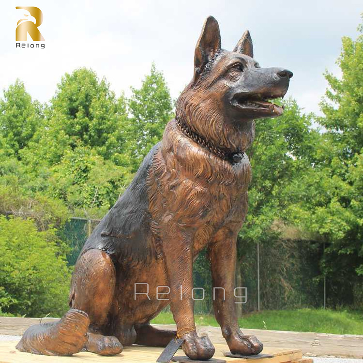 Life Size Customized Animal Sculptures Bronze Dog Statue of German Shepherd