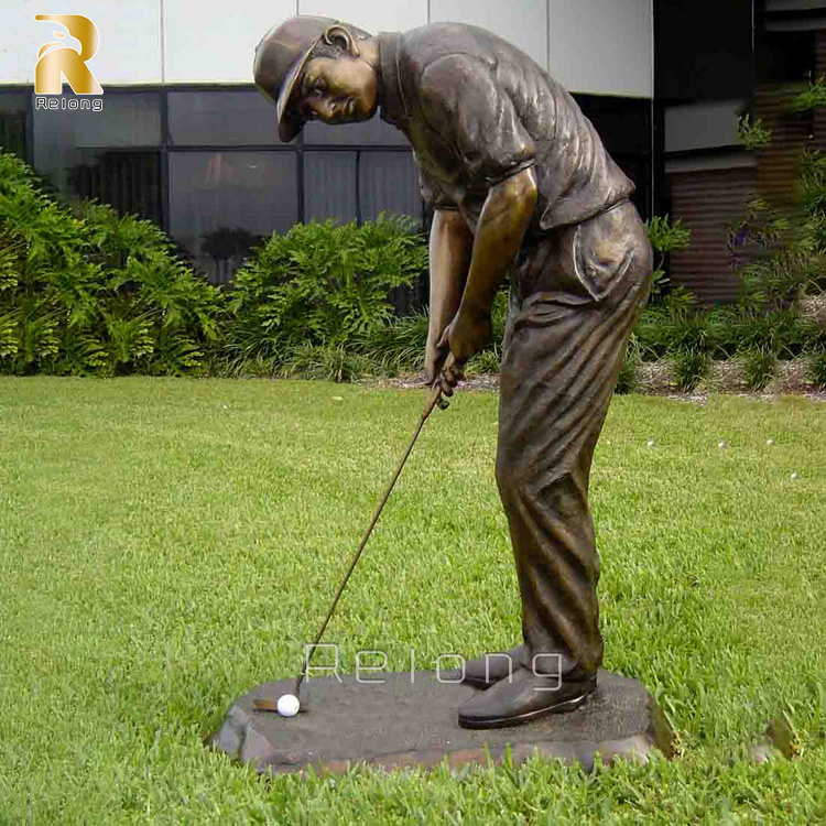 Outdoor Metal Ornaments Hot Sale Sport Bronze Statue Life Size Sculpture Golf Statue