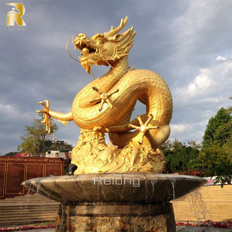 Outdoor Garden Decoration Antique Large Metal Animal Fountain Bronze Chinese Dragon Statue