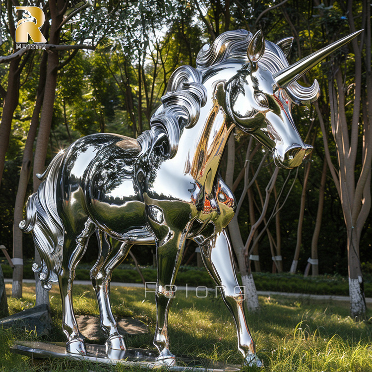 Factory Price Hot Sale Outdoor Garden Large Stainless Steel Unicorn Sculpture Statue