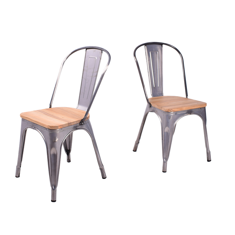 Modern restaurant dining room wooden seat rustic metal dining chairs metal iron home furniture