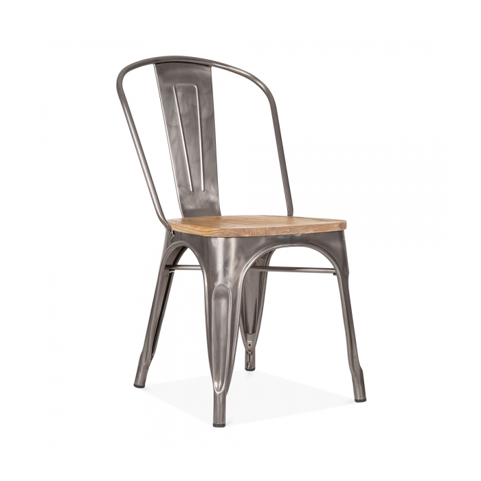 Modern restaurant dining room wooden seat rustic metal dining chairs metal iron home furniture