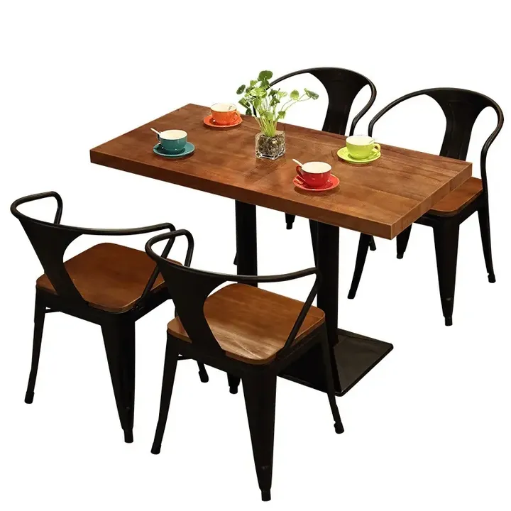 Cheap Wooden Metal Cafe Chairs and Tables Restaurant Chairs Tables for Sale