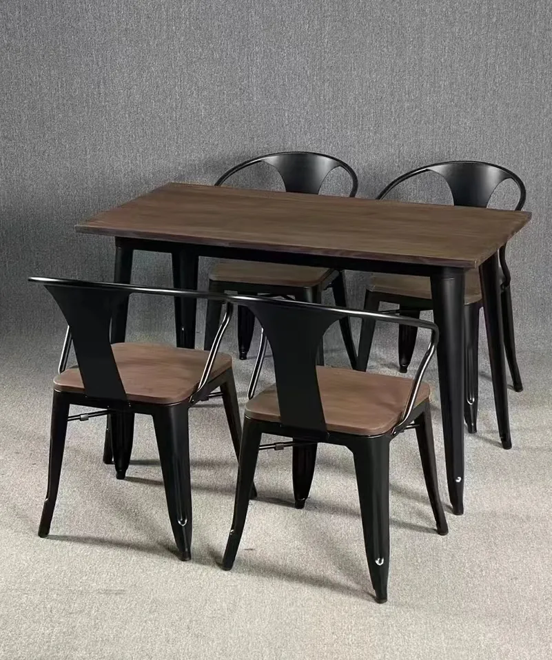 Cheap Wooden Metal Cafe Chairs and Tables Restaurant Chairs Tables for Sale