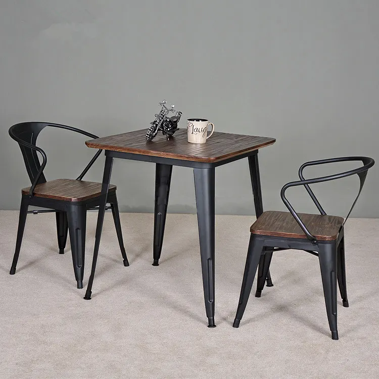 Industrial Metal Dining Set Chaise Restaurant Commercial Furniture Dining room Cafe Tables and Chair Sets