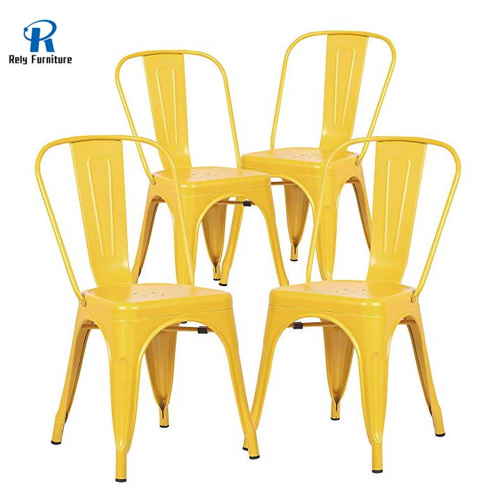 Comfortable home furniture cheap used iron frame dining chairs on sale