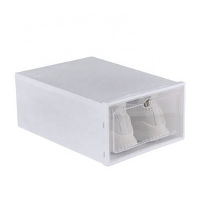 Plastic transparent shoe box, clamshell drawer type shoe storage box, stackable organizer box