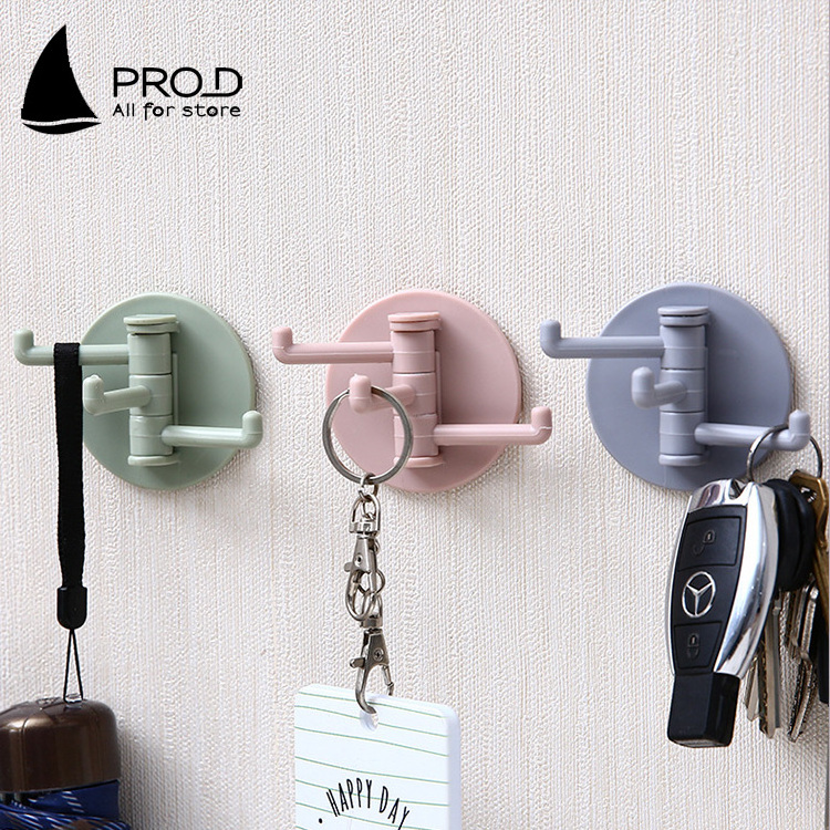 Rotating Wall Hanging Nail-Free Multi-function sticky hooks kitchen bathroom shelves towel rack