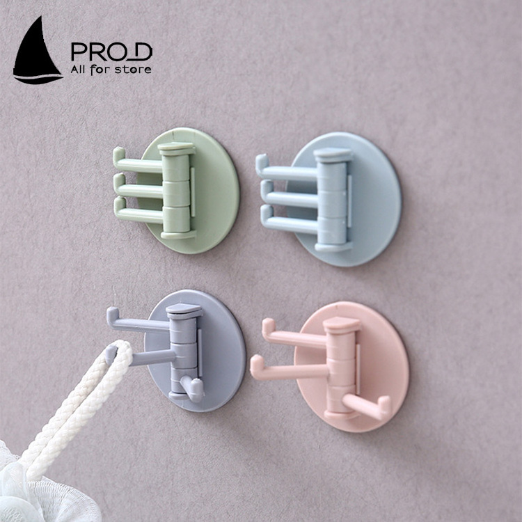 Rotating Wall Hanging Nail-Free Multi-function sticky hooks kitchen bathroom shelves towel rack