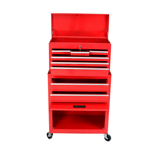 2 in 1 Metal Tool Trolley Cabinet Combination Heavy Lockable Duty Tool Box