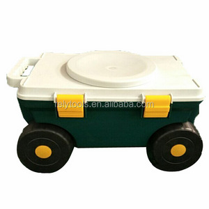 Multi-use Garden Tool Storage Seat Box Cart with Seat