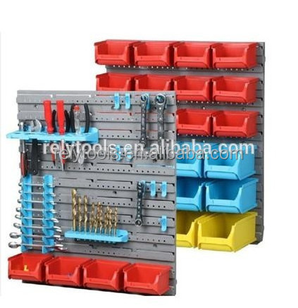 43pc Wall Mounted Plastic Bins Storage Garage Tools Small Parts Organizer Rack