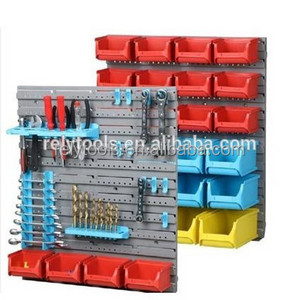 43pc Wall Mounted Plastic Bins Storage Garage Tools Small Parts Organizer Rack