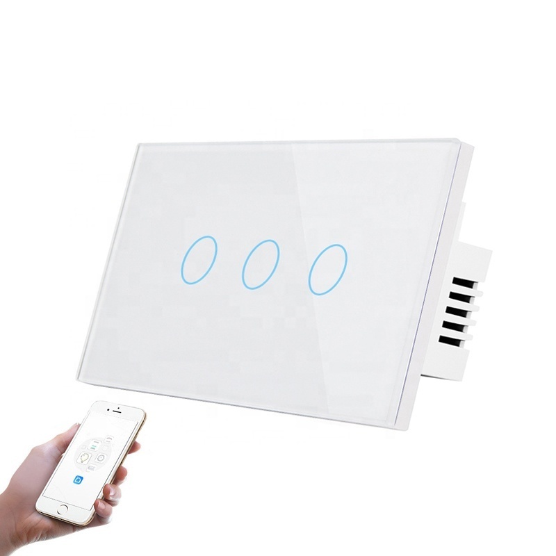 Rylike Luxury Glass Panel 4 Polos WiFi Touch Light Switch AU US Standard interruptor inteligente