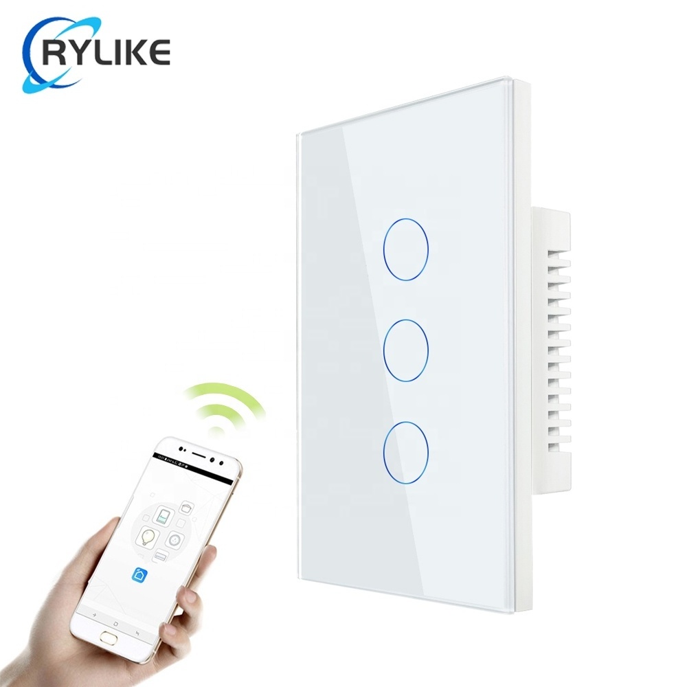 US / AU Standard SAA Approval Glass Panel Tuya Smart Life 4 Gang 1 Way/2 Way/3 Way Smart Switch Wifi Controlled Light Switch