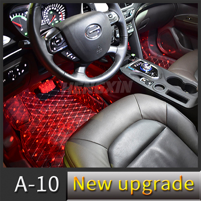 2022 New Design 4pcs Car Led Atmosphere Decorative Lights A10 for Car Interior Lamp Foot Mat 5V Cover Four Colors Accessories