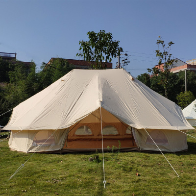 Hot-selling Double Top Poles 6M waterproof Luxury Glamping Wedding Tent Canvas Emperor Bell Tent Party Tent