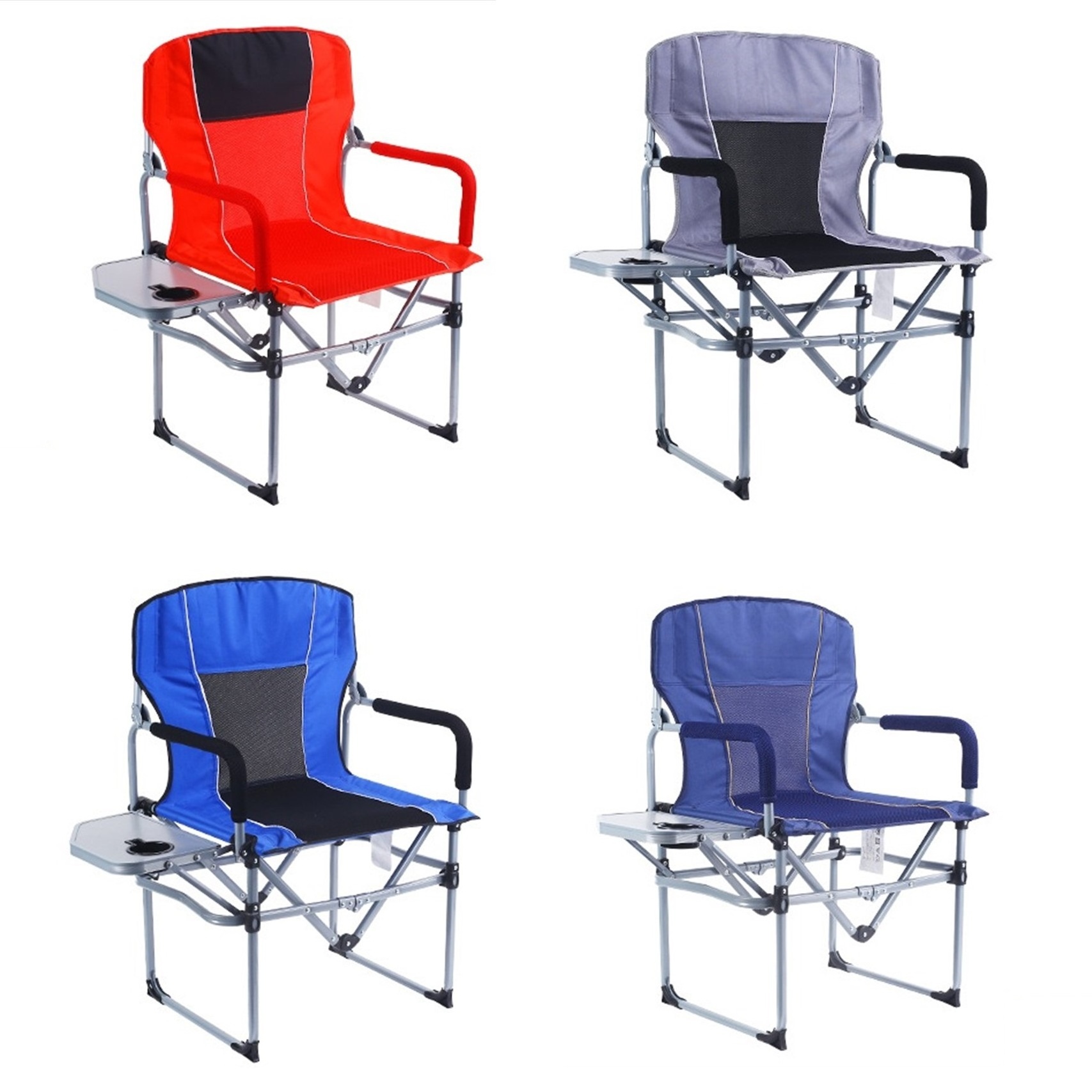 Lightweight Portable Chair with Cup Holder Steel Outdoor Chair Oversized Lawn Chair for for Outdoor Camping, Capacity 350 lbs