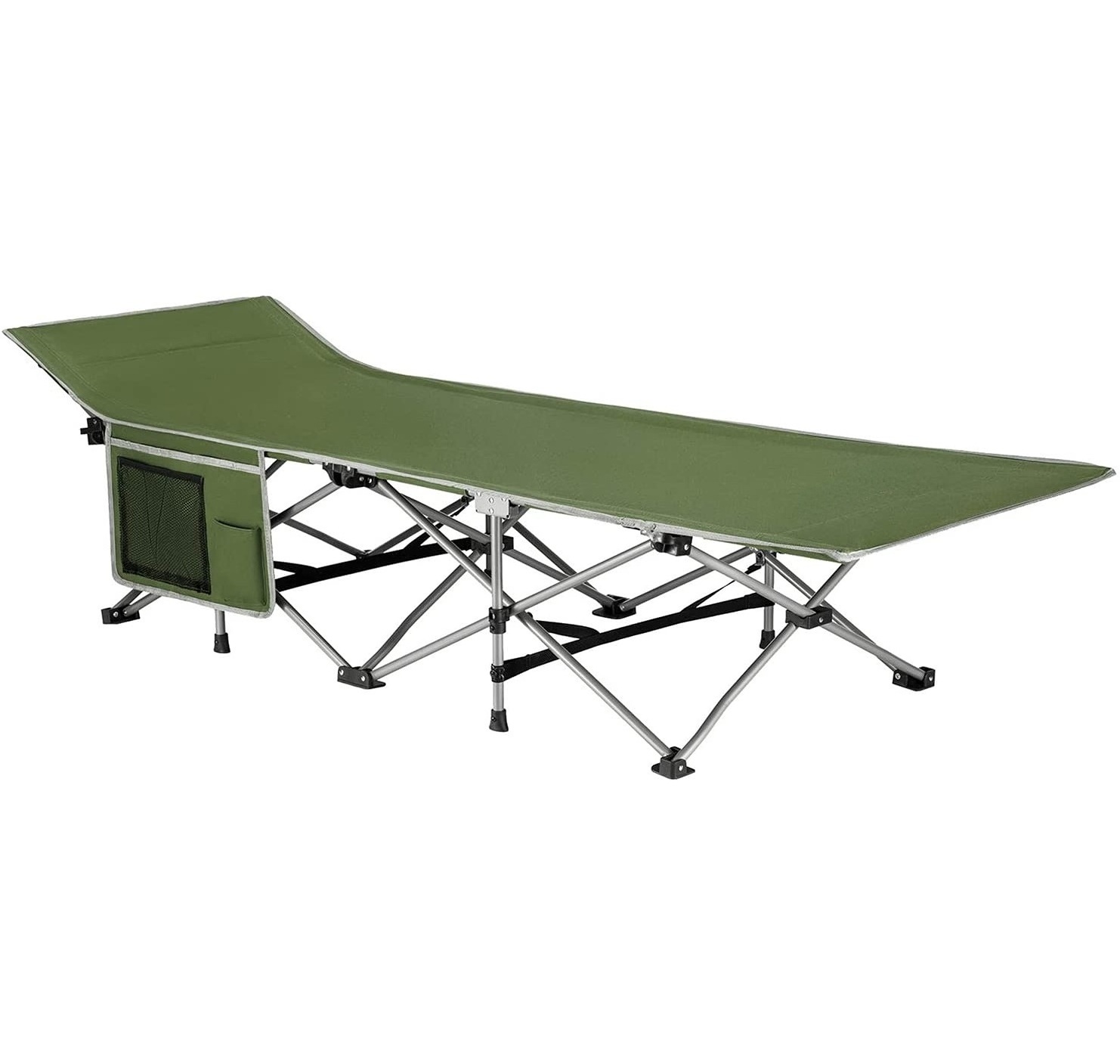 Wholesale Heavy Duty Camp Folding Camping Cot for Adults W/Carry Bag, Portable Sleeping Cot For Camp Office Use W/Pockets