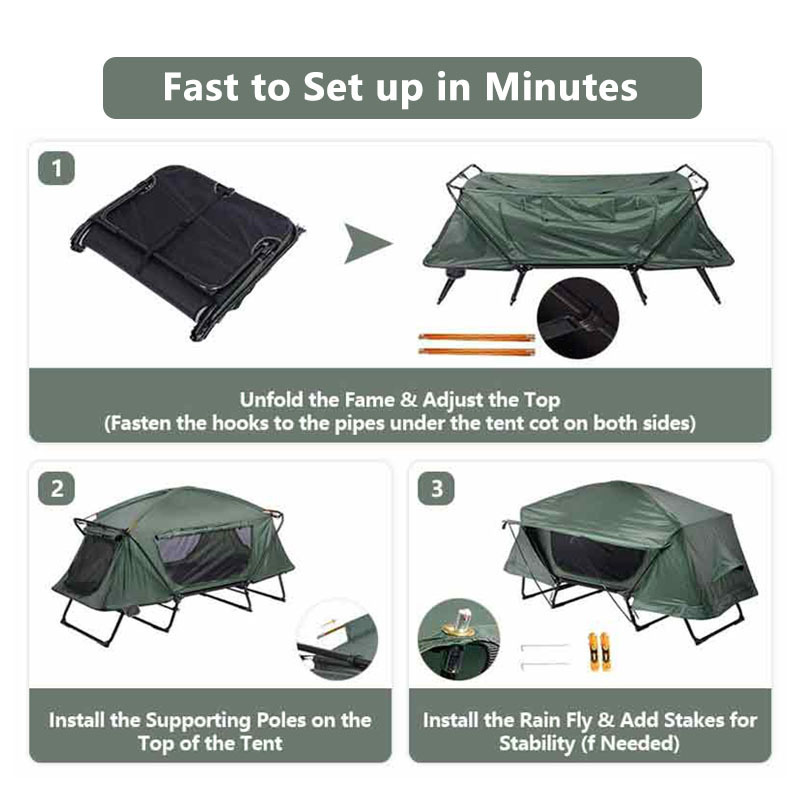 Manufacture OEM Oxford Waterproof Portable Tent Cot Tenda De Cama De Acampamento Outdoor Off Ground Camping Bed Tent