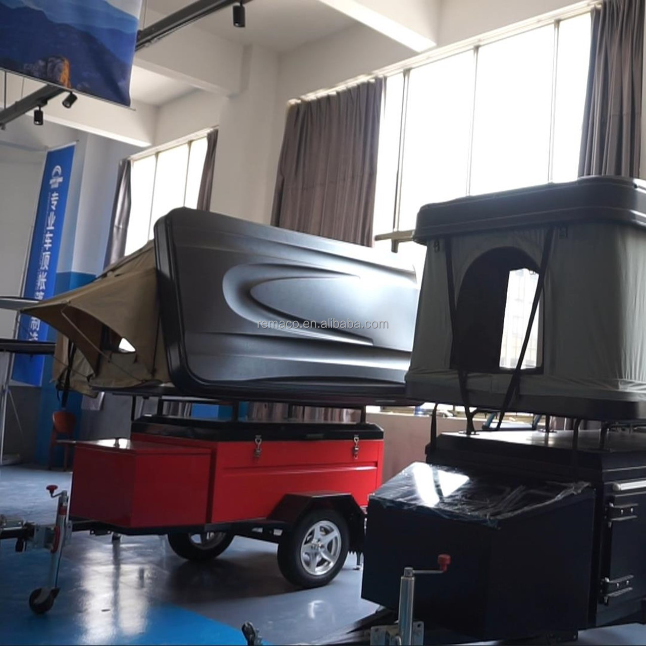 Remaco New Vehicle Transport Small Korea Camping Travel Trailers Camp Mini Caravan Off Road 4X4 Camper Trailer Roof Top Tent