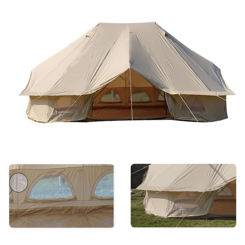 Hot-selling Double Top Poles 6M waterproof Luxury Glamping Wedding Tent Canvas Emperor Bell Tent Party Tent