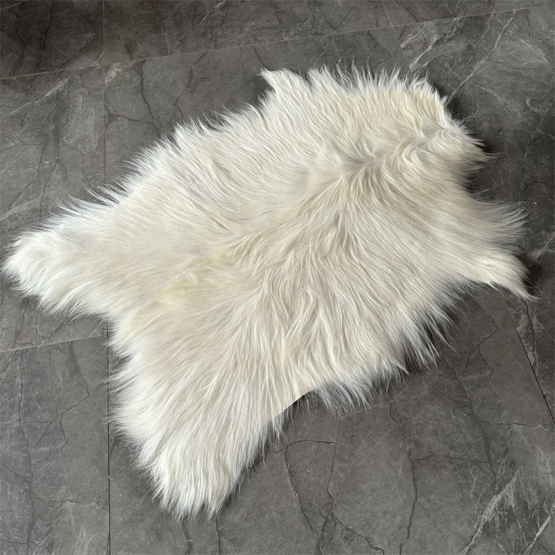 Natural White Color Goat Pelts Long Hair Goat Fur Skins with 15cm Fur