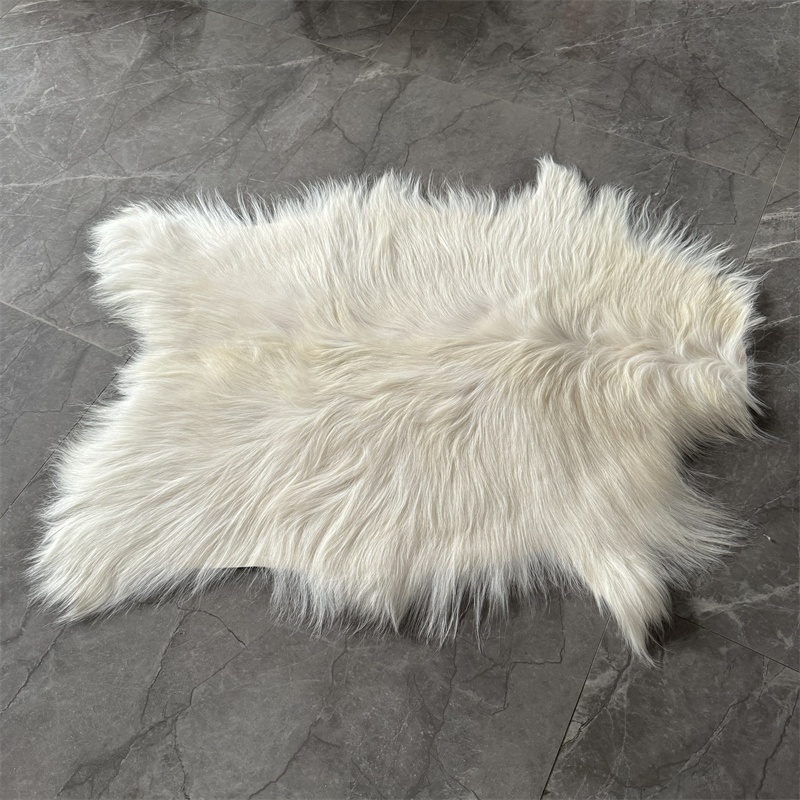 Natural White Color Goat Pelts Long Hair Goat Fur Skins with 15cm Fur