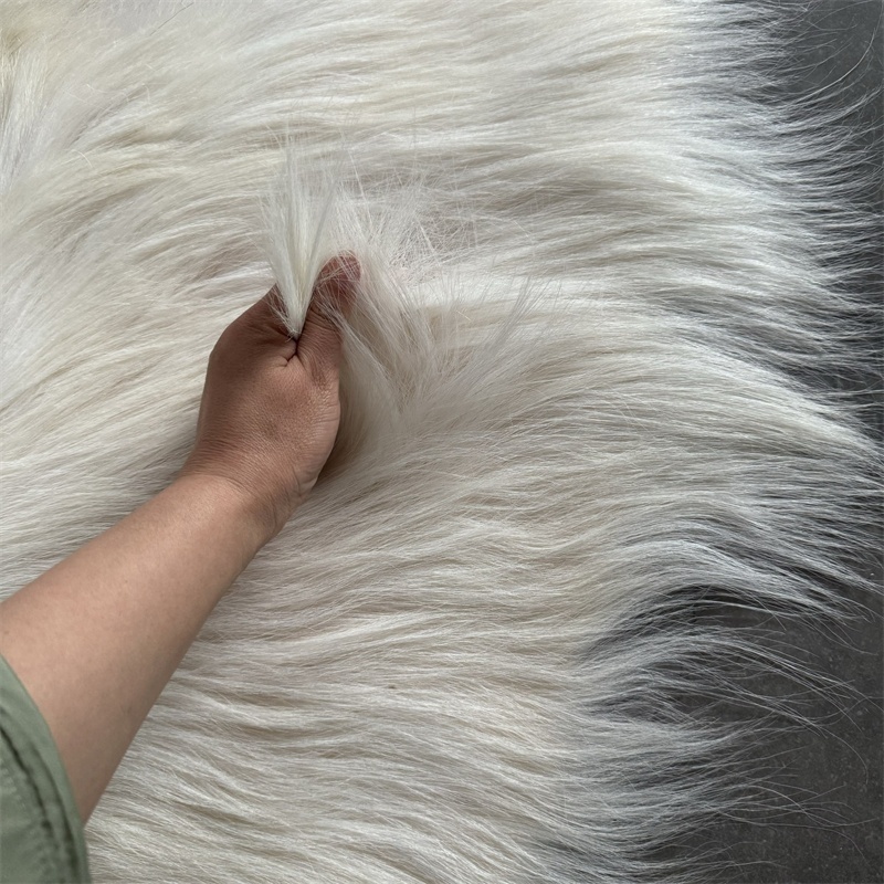 Natural White Color Goat Pelts Long Hair Goat Fur Skins with 15cm Fur