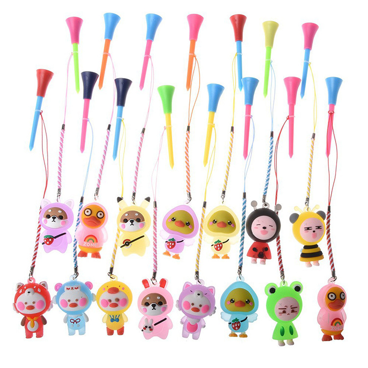 Night Sports Bright Led Golf Tee Golf Rubber Band Cartoon Pattern With Rope To Prevent Loss of Golf tees