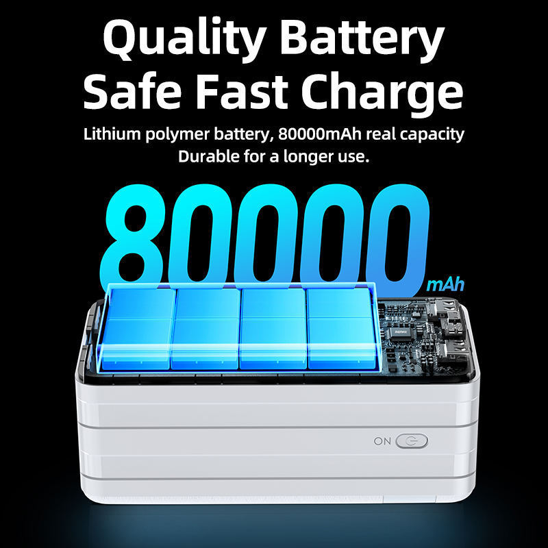 REMAX 22.5W Chargers Power Station Powerbank Phone Battery Charger Fast Charging Outdoor Power Bank 80000mAh With LED Light