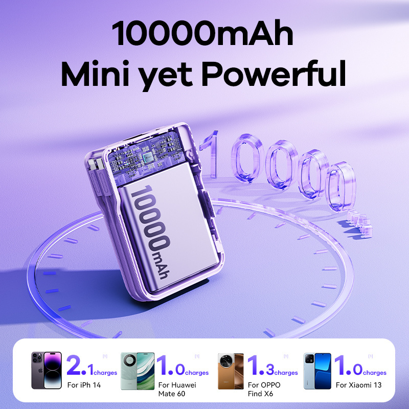 Remax RPP-670 20W+22.5W Multi-Compatible Cabled Charger Power Bank 10000Mah Smart Led Digital Display Powerbank