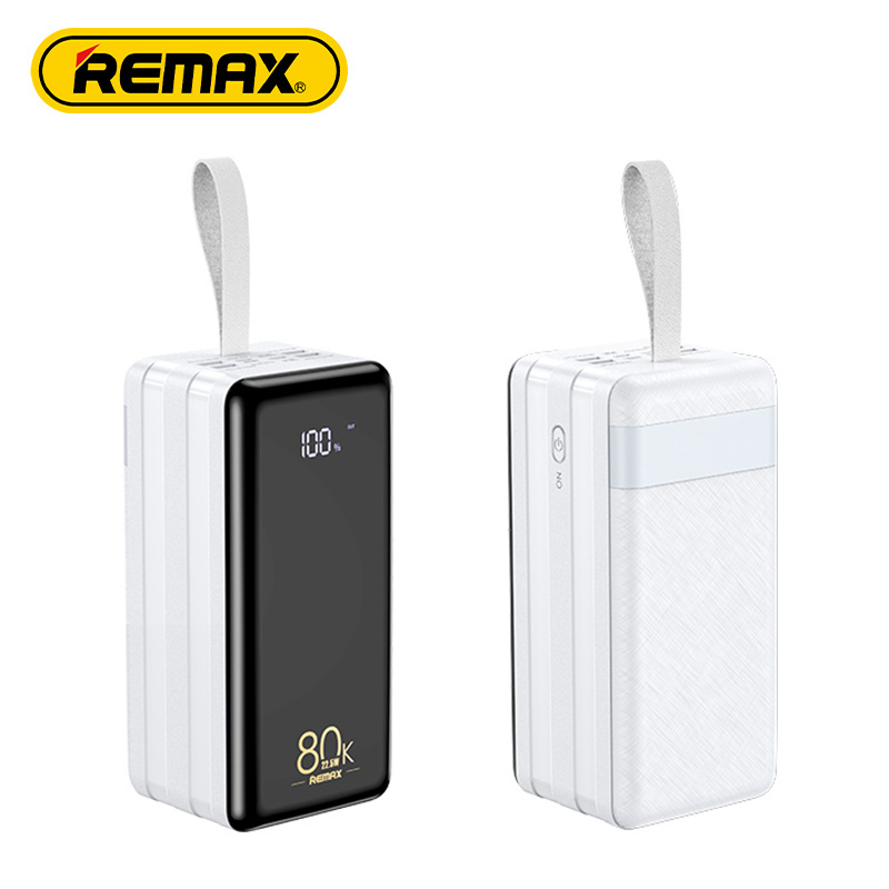 Remax Outdoor Power Bank 30000Mah 50000Mah 80000Mah Rpp-291 Fast Charging 2022 New Pd Qc 22.5W Led Flashlight Portable Powerbank