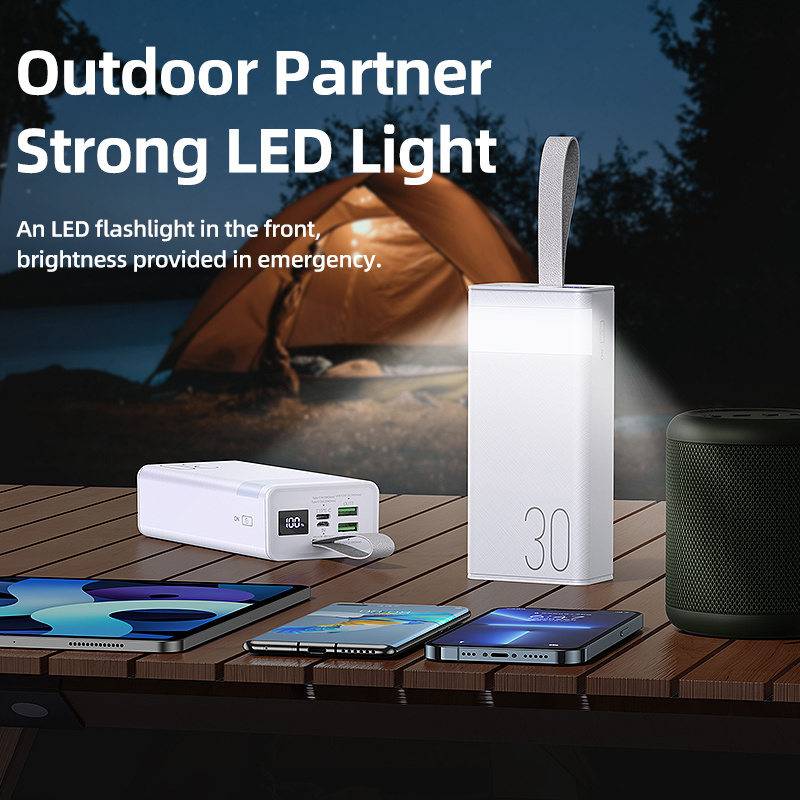 Remax Outdoor Power Bank 30000Mah Rpp-320 Large Capacity Pd20W Qc22.5W Strong Led Flashlight 2022 Ce/Fcc/Rohs Portable Powerbank