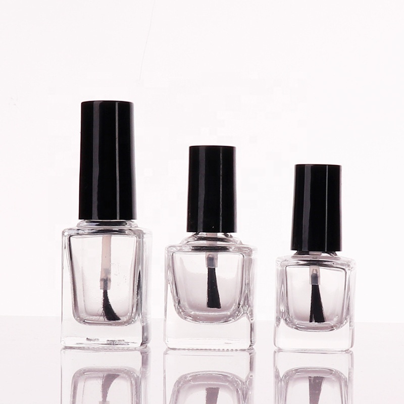 Wholesale high quality 5ml 10ml round square brush clear UV Gel Custom nail polish glass empty bottle