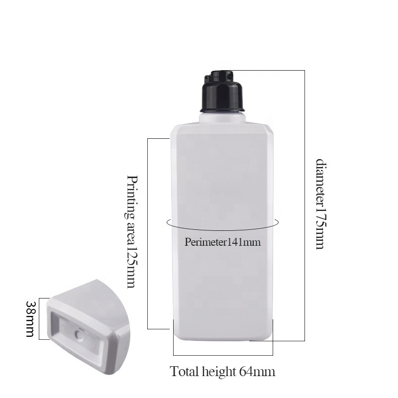 New flat square plastic shampoo bottle with flip cap 300ml body wash pet bottle with screw cap