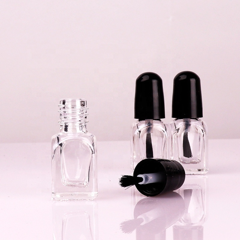 Wholesale high quality 5ml 10ml round square brush clear UV Gel Custom nail polish glass empty bottle