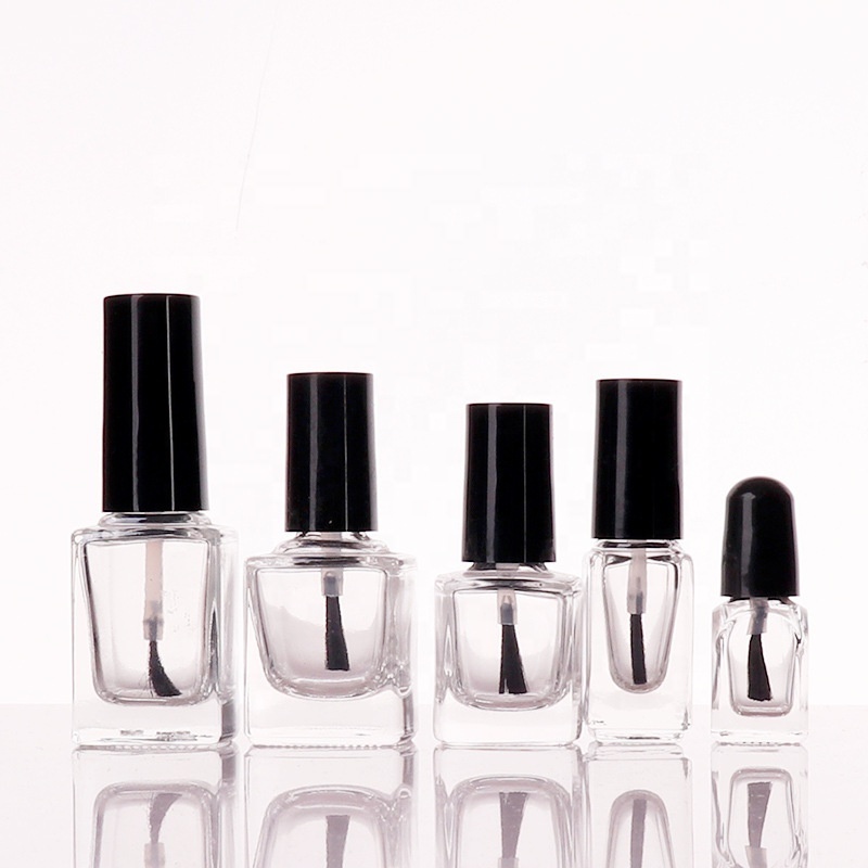 Wholesale high quality 5ml 10ml round square brush clear UV Gel Custom nail polish glass empty bottle