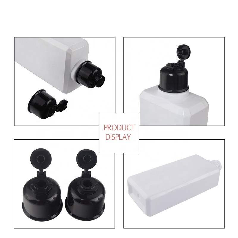 New flat square plastic shampoo bottle with flip cap 300ml body wash pet bottle with screw cap