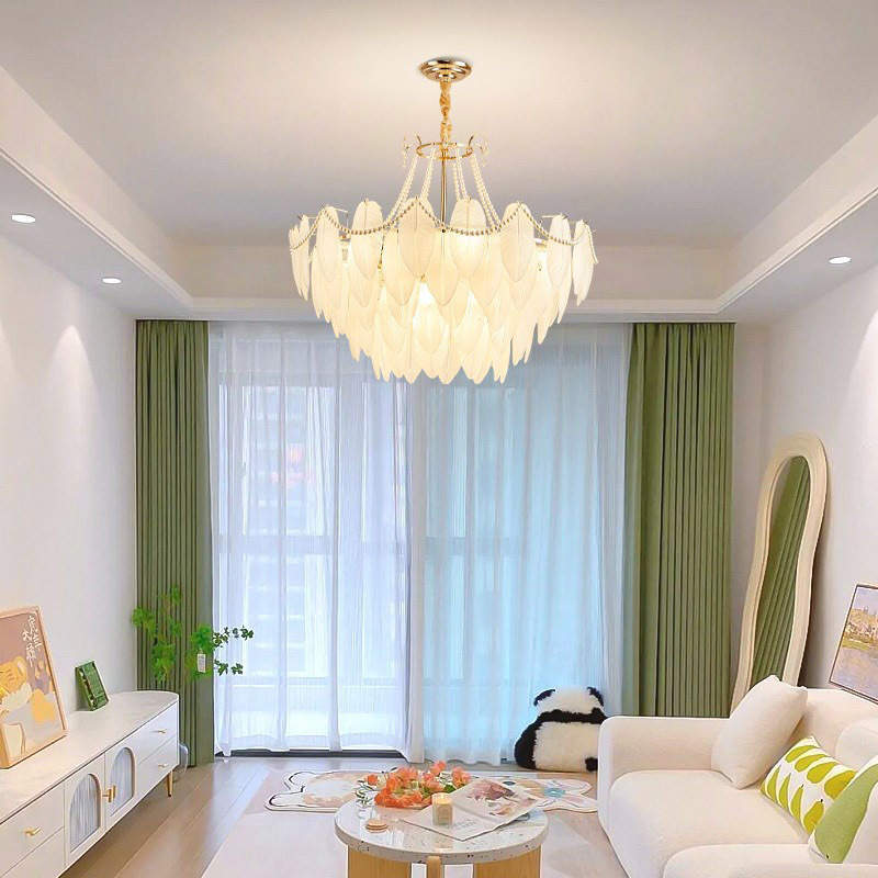 Crystal glass chandelier modern pendant light pendant light feather chandelier for bedroom living room lights chandelier